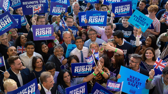 Rishi with supporters
