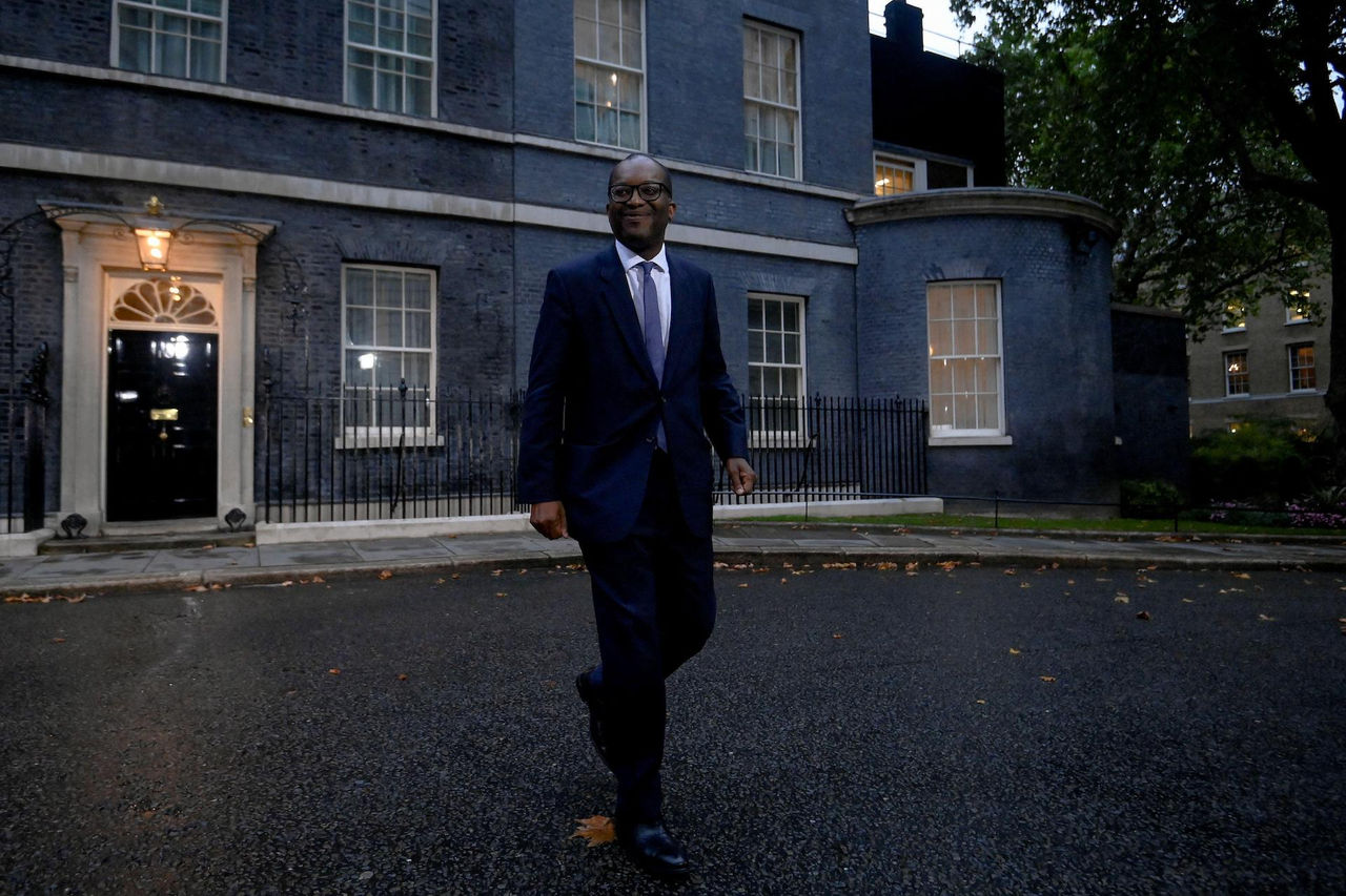 Chancellor of the Exchequer Kwasi Kwarteng walks outside Number 10 Downing Street